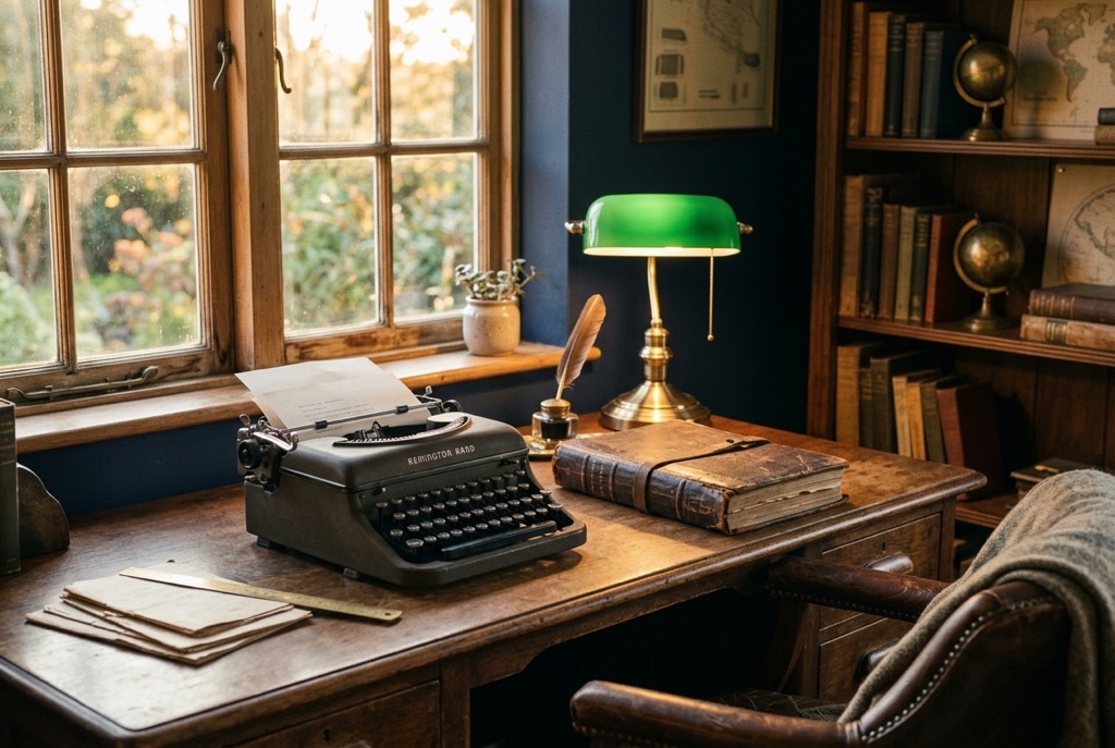 A vintage corner advisory desk